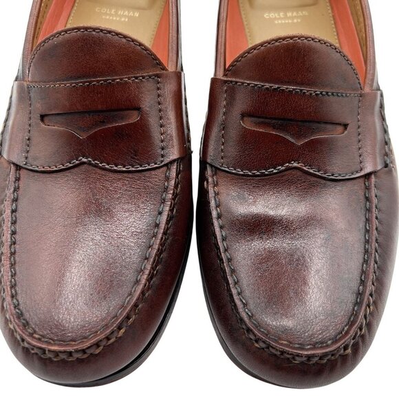 Cole Hann Grand.OS Pinch Hand Sewn Mens 9.5W Loafers Mahogany Leather Old Money - Picture 4 of 13